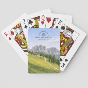 Baraja De Cartas Cabaña Alpina Dolomitas Acuarela Paisaje Natural