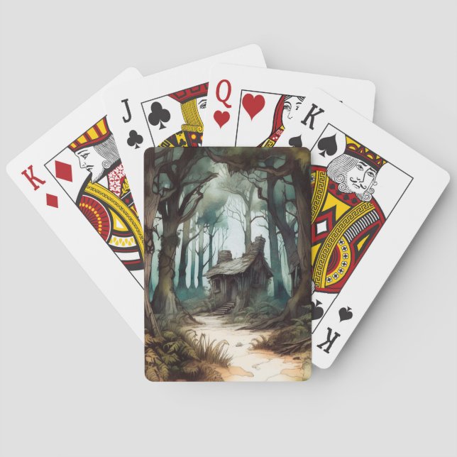 Baraja De Cartas Cabaña boscosa encantada (Reverso)
