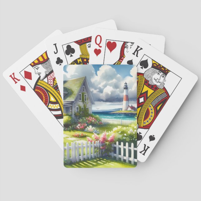 Baraja De Cartas Cabaña con vista al faro (Reverso)