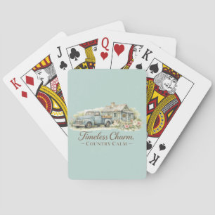 Baraja De Cartas Cabaña de Camioneta Azul Vintage Flor Silvestre Tr