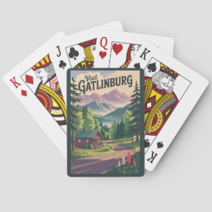 Baraja De Cartas Cabaña de Gatlinburg Tennessee Arte de Viaje Vinta