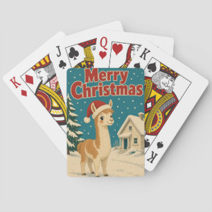 Baraja De Cartas Cabaña de Llama Nieve Animal Navidad