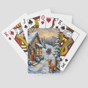 Baraja De Cartas Cabaña de Navidad Labrador Retriever Vintage
