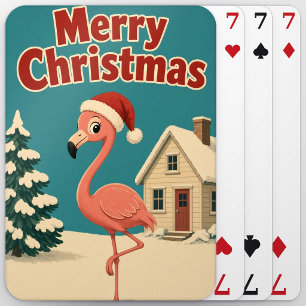 Baraja De Cartas Cabaña de Nieve de Flamenco Animal Navidad