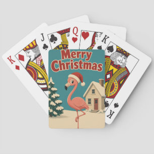 Baraja De Cartas Cabaña de Nieve de Flamenco Animal Navidad