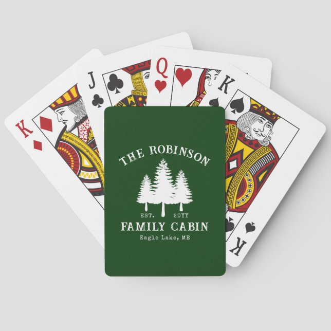 Baraja De Cartas Cabaña Familiar Rústica de Campo Bosque Verde (Reverso)