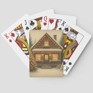 Baraja De Cartas Cabaña rústica de invierno/Navidad