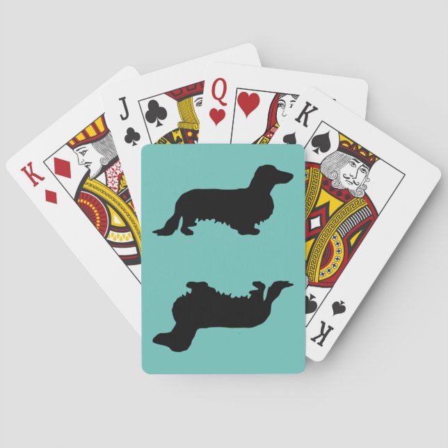 Baraja De Cartas Cabello largo de Dachshund - Silhouette 1 (Reverso)