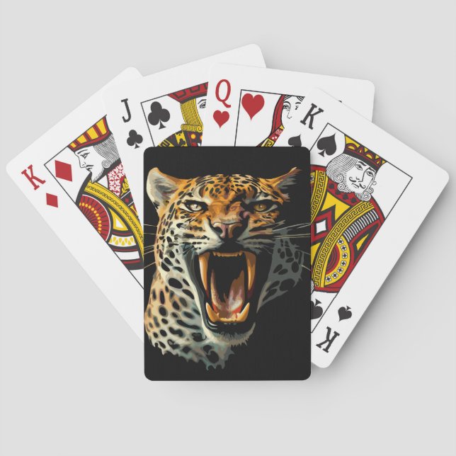 Baraja De Cartas Cabeza de ataque ruidosa de leopardo (Reverso)