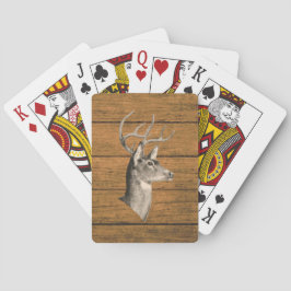 Baraja De Cartas Cabeza De Buck En Tarjetas De Póquer Wood Grain