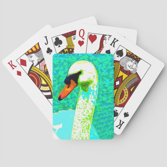Baraja De Cartas Cabeza de cisne blanco de arte pop (Reverso)