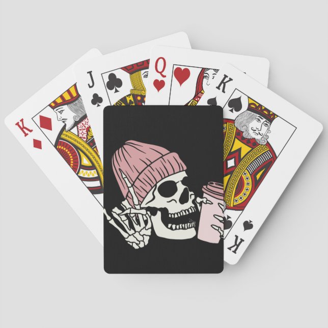 Baraja De Cartas Cabeza de esqueleto con tapón en (Reverso)
