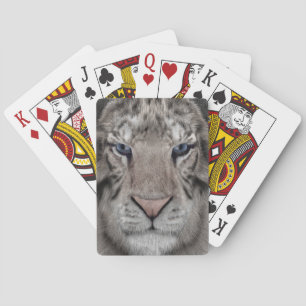 Baraja De Cartas Cabeza de Tigre Blanco Estética de Vida Silvestre
