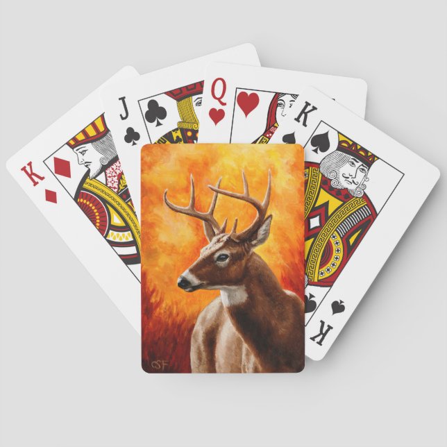 Baraja De Cartas Cabeza de toro de Whitetail Deer Trophy (Reverso)