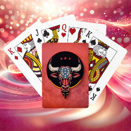 Baraja De Cartas Cabeza de toro patriótica, toro estadounidense.