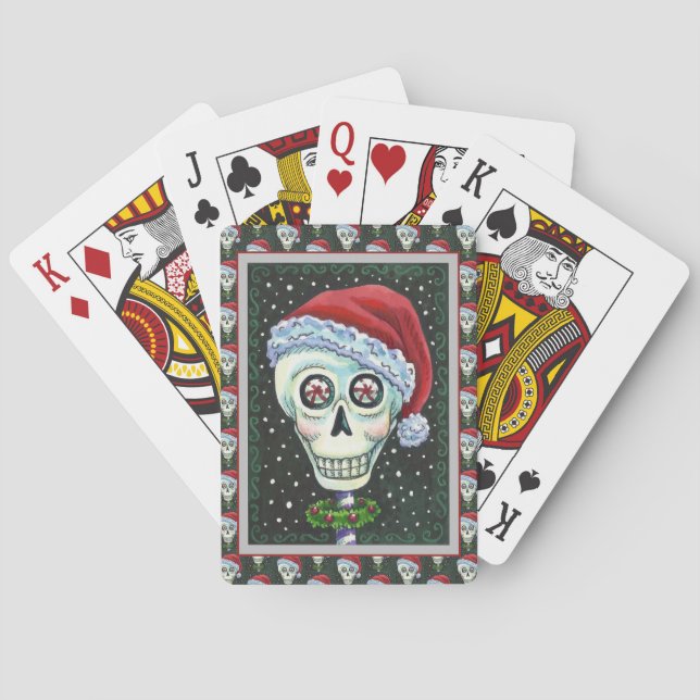 BARAJA DE CARTAS CABEZA MUERTA SANTA SKULL, NAVIDADES SKELETON HUMO (Reverso)