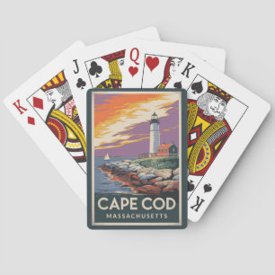 Baraja De Cartas Cabo Cod Massachusetts Ilustración Arte de Viaje