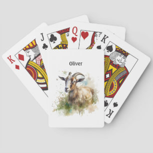 Baraja De Cartas Cabra de granja acuarela, personalizado