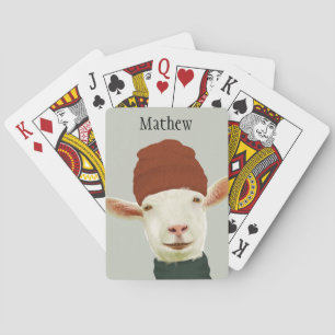 Baraja De Cartas Cabra de invierno agradable con Gorra de Beanie y