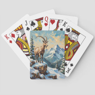 Baraja De Cartas Cabra montés vintage en la cresta de Navidad helad