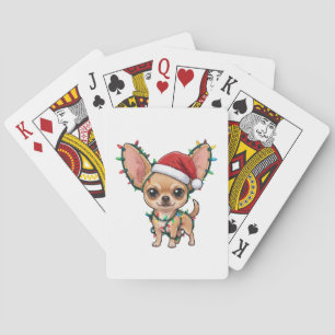 Baraja De Cartas Cachorro Chihuahua Adorable con un Suéter Navideño