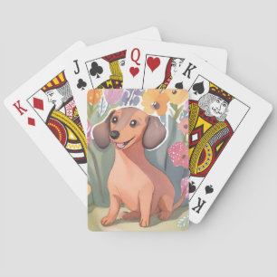 Baraja De Cartas Cachorro Dachshund   Perro Acuarela Mascota