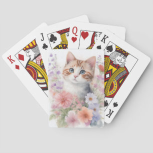 Baraja De Cartas Cachorro de Acuarela con Flores