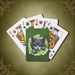 Baraja De Cartas Cachorro de lobo en el verde: