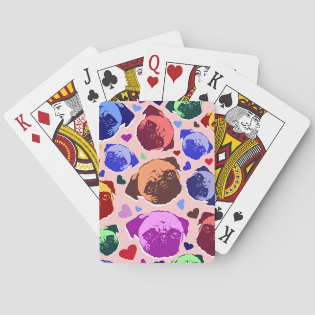 Baraja De Cartas Cachorro De Pug Estilo PopArt Retro (Reverso)