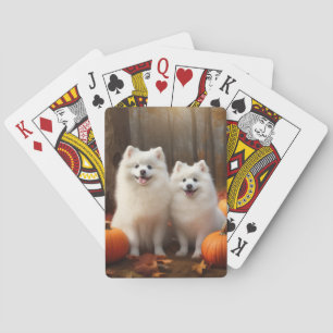 Baraja De Cartas Cachorro Eskimo Americano Otoño Delicia Calabaza