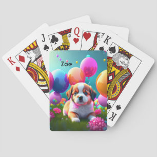 Baraja De Cartas cachorro lindo con globos - dulce