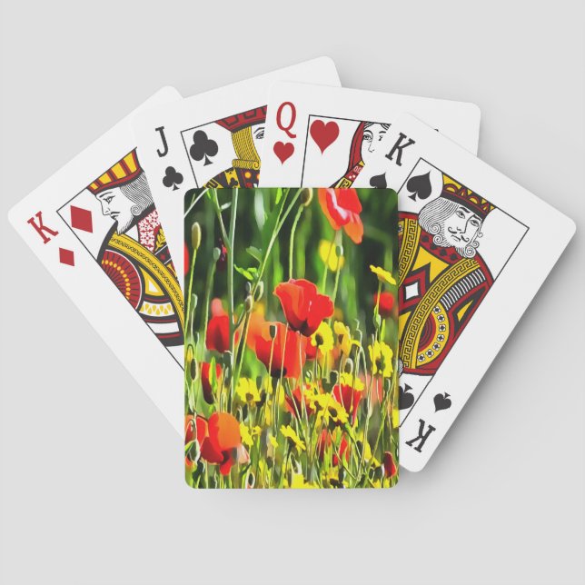 Baraja De Cartas Cachorros De Primavera Y Pintura De Flores De Prad (Reverso)