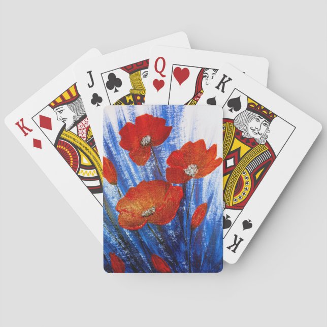 Baraja De Cartas Cachorros rojos en la hierba azul (Reverso)