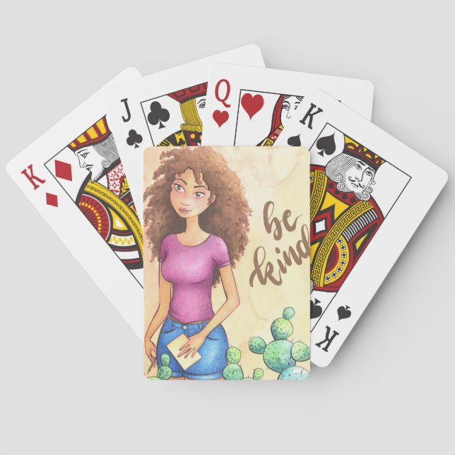 Baraja De Cartas Cactus Chica Be Kind (Reverso)