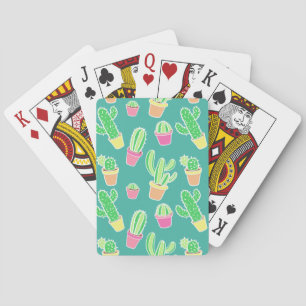 Baraja De Cartas Cactus de neón de la acuarela en modelo de los