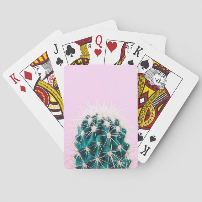 Baraja De Cartas Cactus de Prickley en rosa (Reverso)