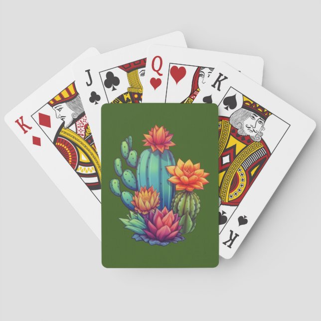 Baraja De Cartas Cactus en crecimiento de bonito (Reverso)