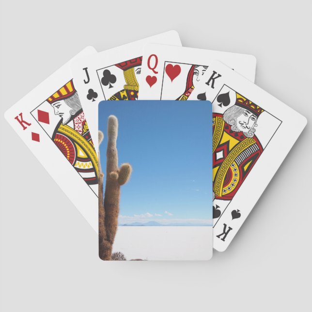 Baraja De Cartas Cactus gigante en la cubierta de Salar de Uyuni (Reverso)