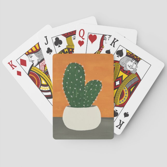 Baraja De Cartas Cactus postizas de acrílico gris y naranja (Reverso)