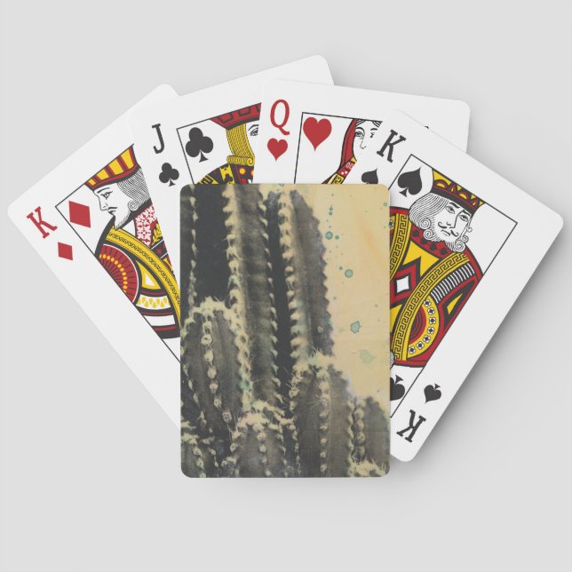Baraja De Cartas Cactus verde en fondo amarillo (Reverso)