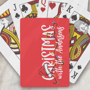 Baraja De Cartas Cadena familiar ilumina a Navidades de Santa Hat