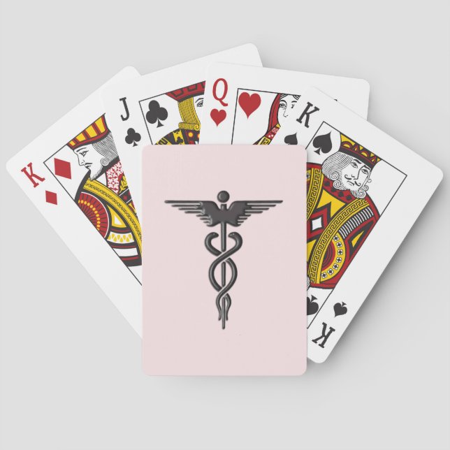 Baraja De Cartas Caduceo Médico Rosa (Reverso)
