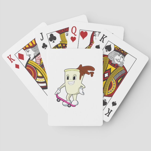 Baraja De Cartas Café como patinador con patineta (Reverso)