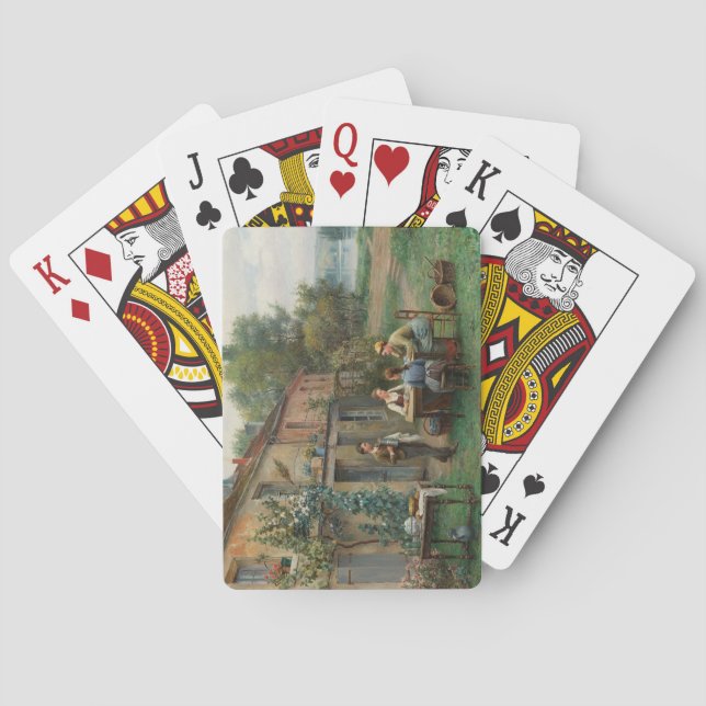 Baraja De Cartas Café en el jardín (paisaje francés) (Reverso)