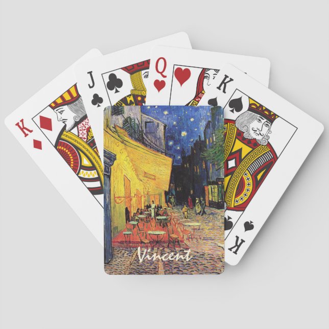 Baraja De Cartas Cafe Terrace de noche por Vincent van Gogh (Reverso)
