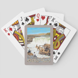 Baraja De Cartas Caídas de Celilo que pescan el poster del viaje