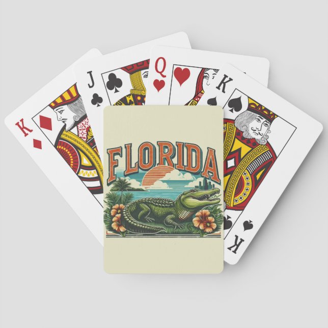 Baraja De Cartas caimán retro Florida (Reverso)