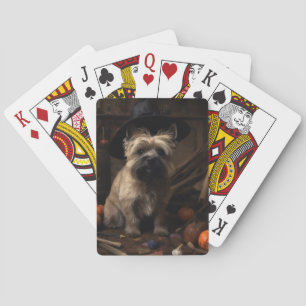 Baraja De Cartas Cairn Terrier arroja calabazas de Halloween Scary