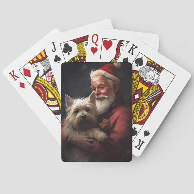 Baraja De Cartas Cairn Terrier con Navidades festivos de Santa Clau (Reverso)