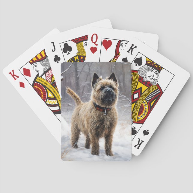 Baraja De Cartas Cairn Terrier Deja que nieve Navidad (Reverso)